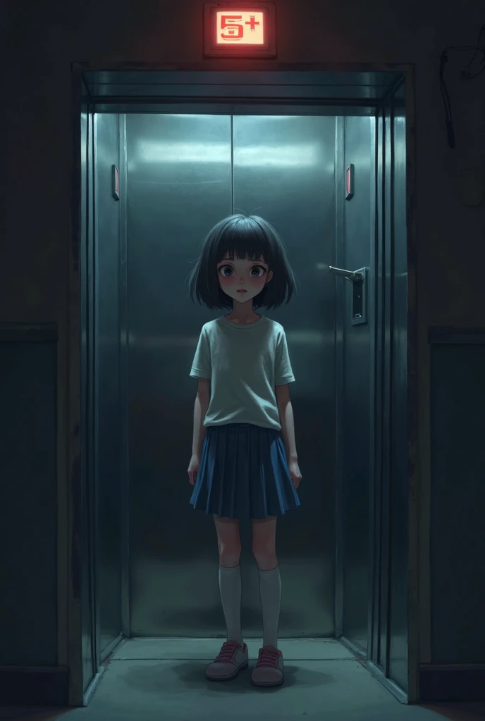 Anime girl stuck in elevator