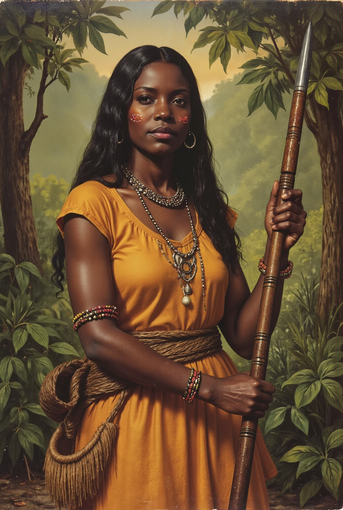 ((masterpiece:1.4, best quality:1.2)), a voodoo priestess, swamp, dreadlocks, skulls, artwork portrait, adam hughes, sexy, erotic.