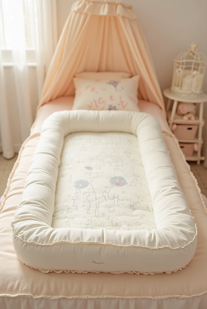 The newborn triplets sleep peacefully in their crib, snuggled, They look so peaceful in this harmonious room, Your ears rise and fall with your first breaths