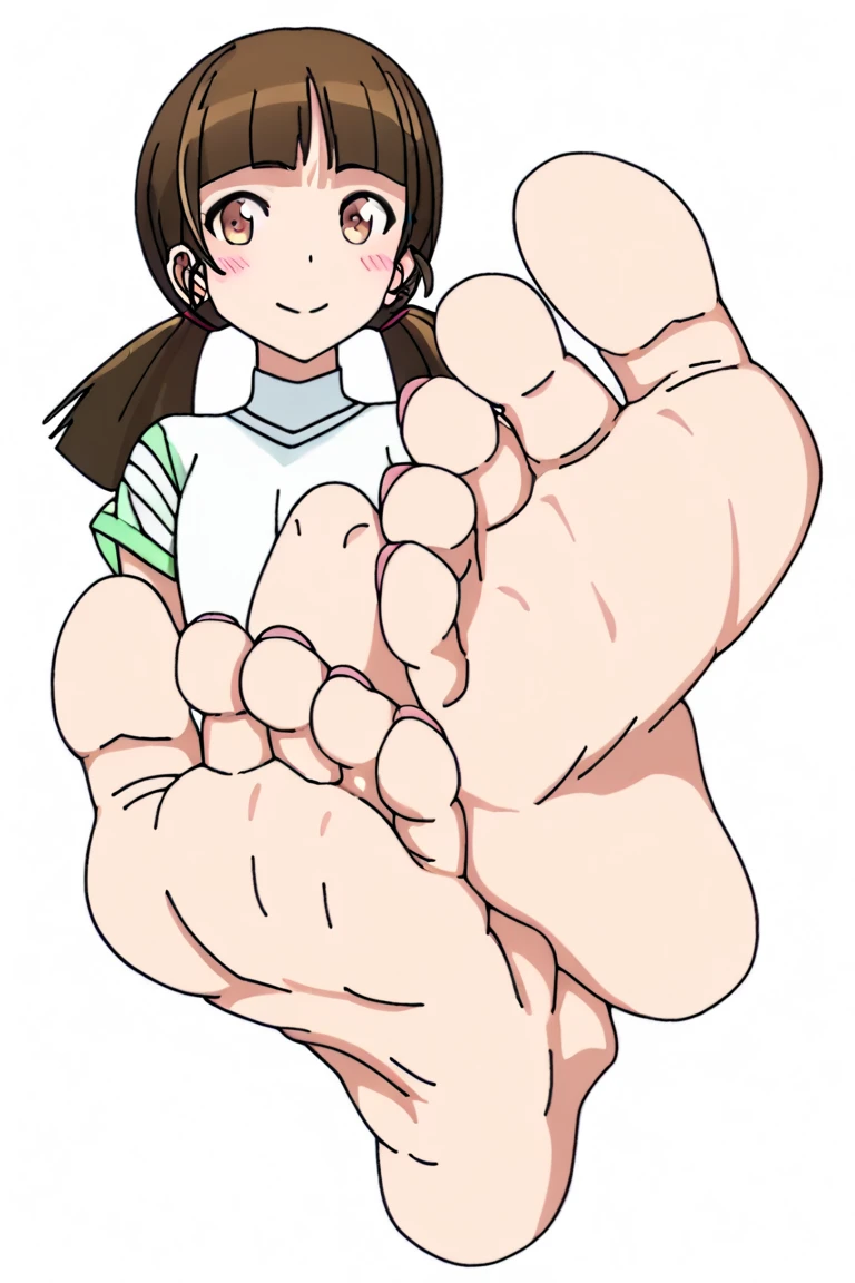 Anime girl sitting on the floor with her legs raised, high soles, feet posing, POV art of furry feet, Foot Art POV, !!Highly detailed!!, shikamimi, The art of the foot, anime moe art style, Happy toes, big legs, soft anime illustration, detailed foot pov, Feet on the ground, feet and hands、Sentai Heroine、feet super 100 cm、Sweaty feet、Tensou Sentai Goseiger, gosei yellow