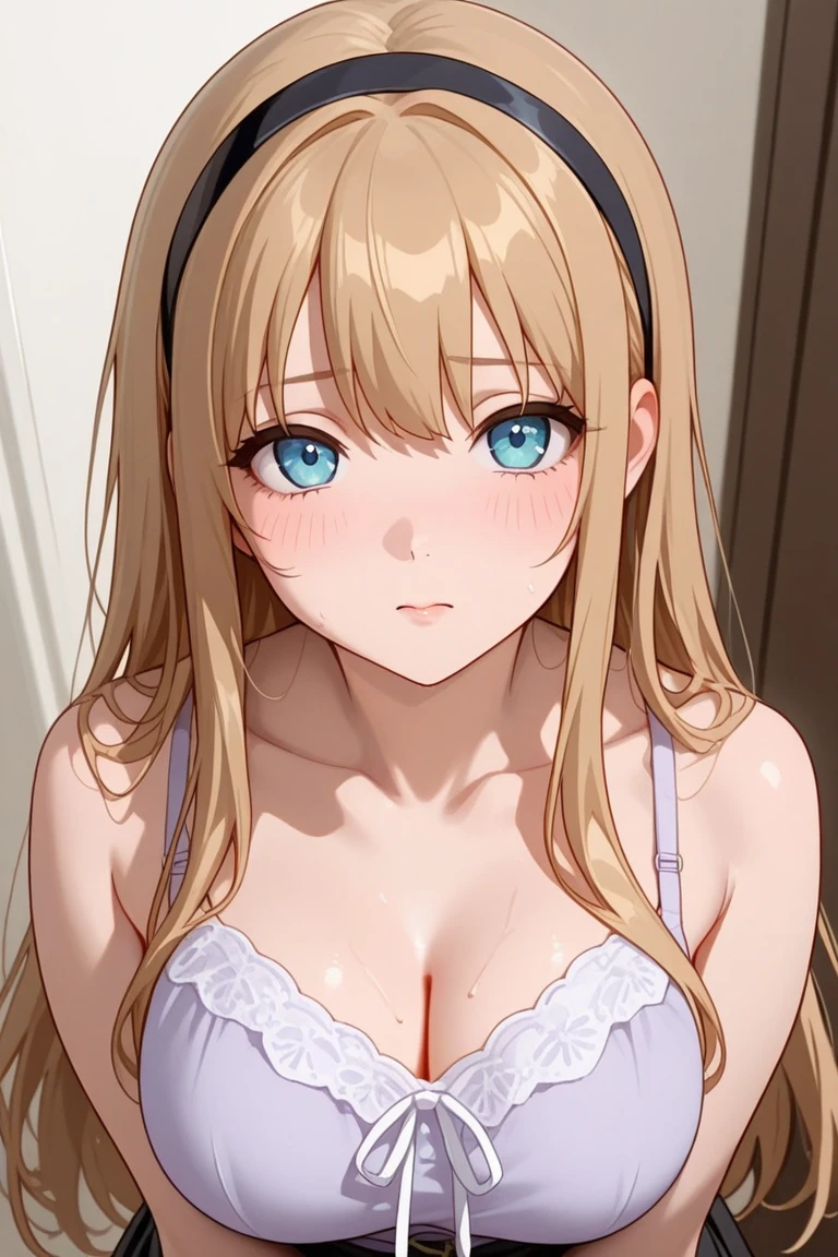 (masterpiece, Best Quality), 8K Wallpaper, Very detailed, blonde, sexy girlfriend , evening, moonlight erotic style, movie poster style, LETTERS. perfect detailed 