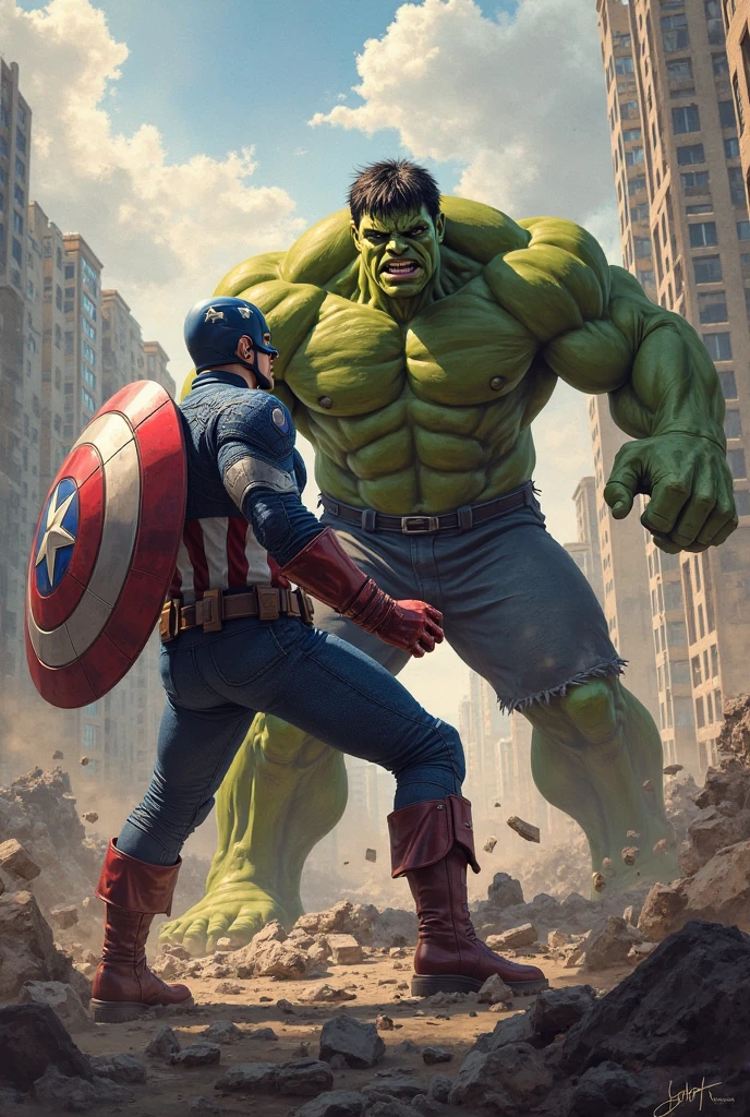 Donald Trump as Hulk smashing Congress, American Flag in background