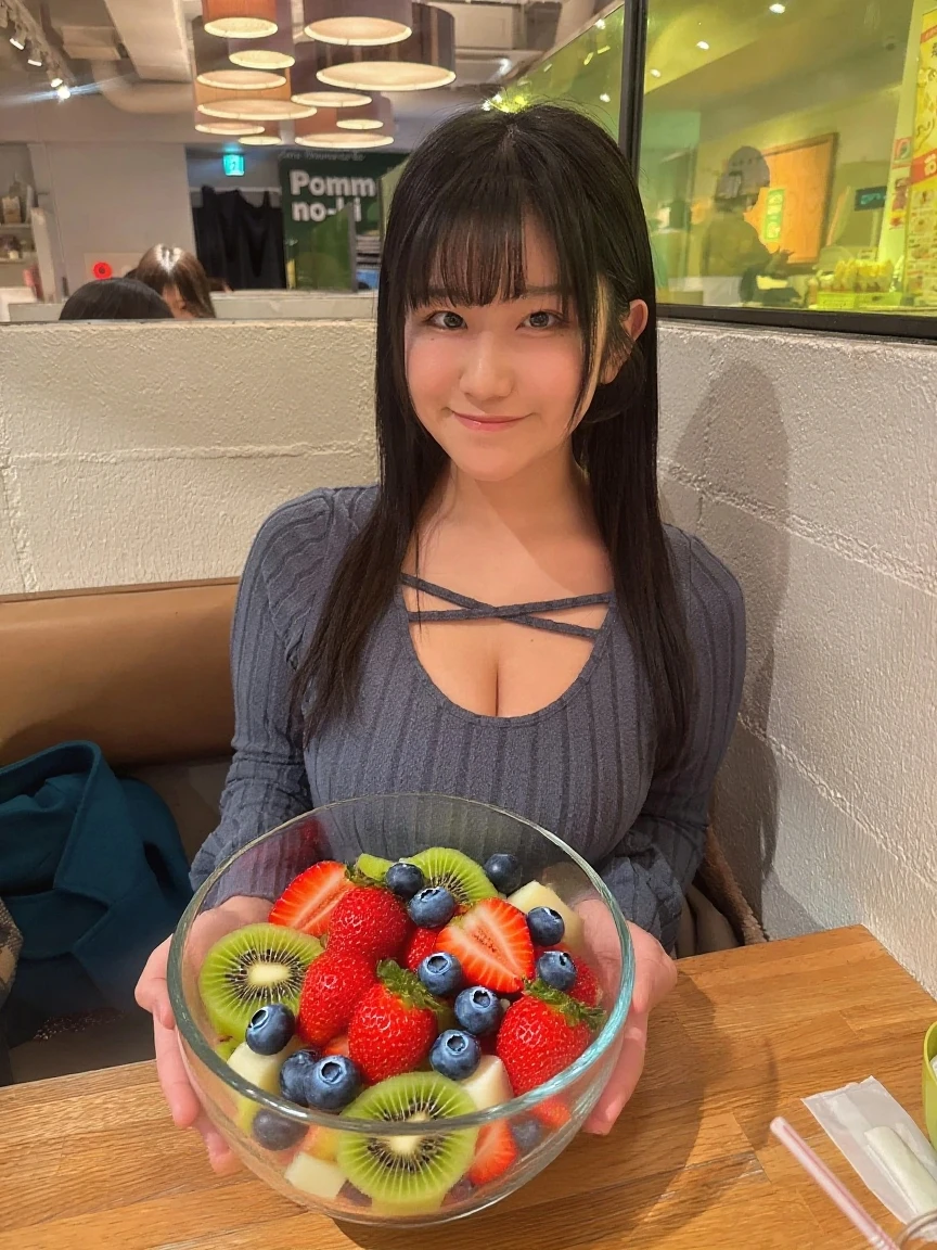 Nyotaimori 、Girl at the dining table、fruits、Whipped cream、Pussy_perfection