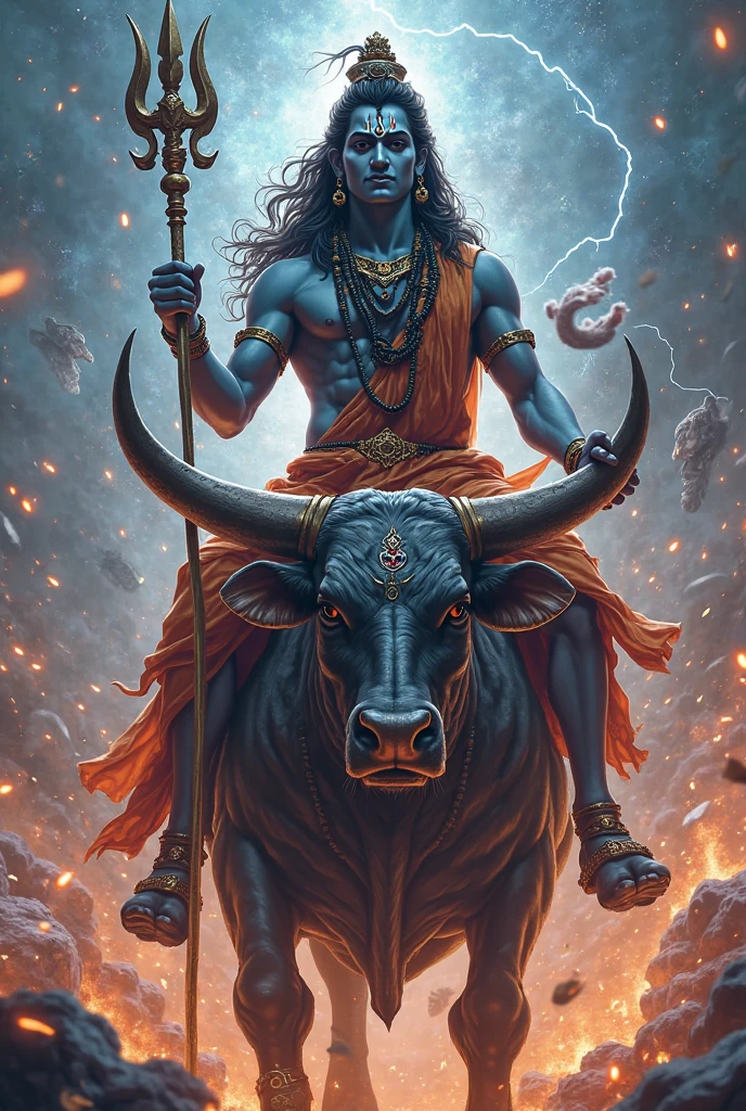 Yama dharma raju sittings in buffalo while caring round gada in angry mood terrific image