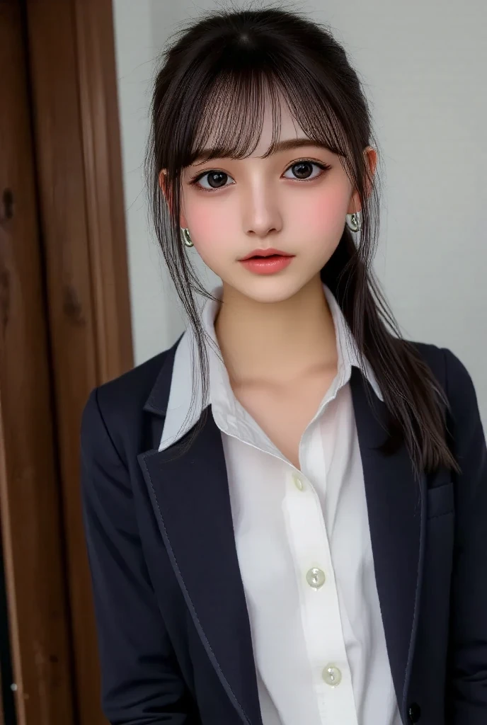 ((sfw: 1.4)), ((detailed face, professional photography)), ((sfw, Business Professional Attire, 1 Girl)), Ultra High Resolution, (Realistic: 1.4), RAW Photo, Best Quality, (Photorealistic Stick), Focus, Soft Light, ((20 years old)), ((Japanese)), (( (young face))), (surface), (depth of field), masterpiece, (realistic), woman, bangs, ((1 girl))