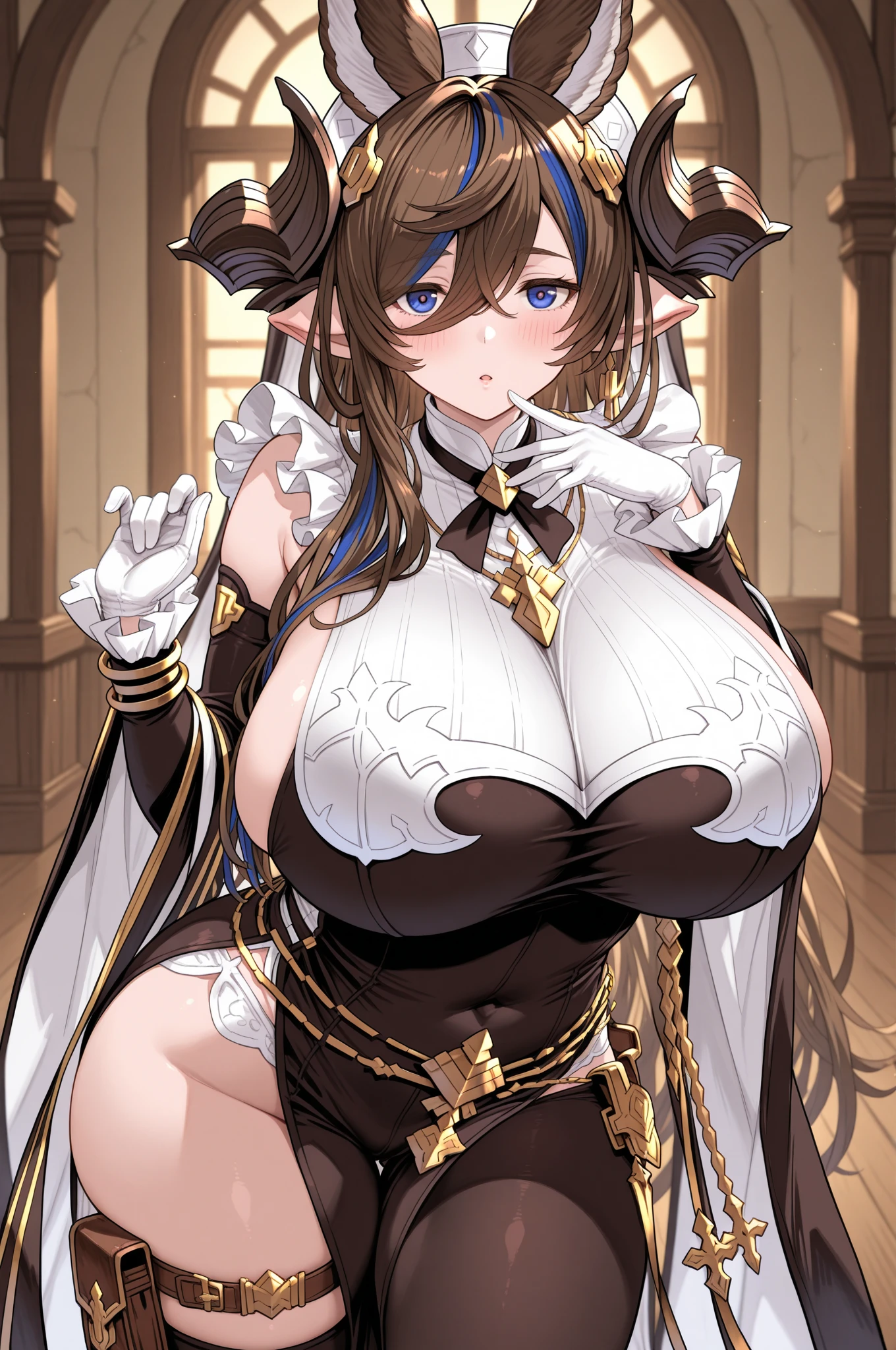 squatting, spread legs, open legs, oral invitation, grabbing own breasts,(The view is from very close below:1.5),
bewitching pose, (((vulgarity))), sweat,Dripping water,My whole body is wet,heavy breathing, humid, fog, embarrassed, smile, Open your mouth,
((Highest quality)), ((masterpiece)),(detailed),High resolution,Sharp focus,Perfect Face,{best illustration},
(非常にdetailed CG unity 8k wallpaper),(((Vibrant colors))),(complete anatomy),
1woman,Galleon, horn, close your eyes, Big Tits,curvy,Long legs,curve,Cleavage,
shiny 肌,very shiny 肌,Shiny body,plastic glitter 肌,exaggerated shiny 肌,illuminated skin,
((detailedなボディ)),(detailedな顔)), cute,Lewd,erotic,Bold,Camel Toe,erection of nipple,
(Flying debris, 超High resolution),(((Brown and Gold Theme))),Wear an iridescent aura,
Invisible Light, Amazing shine, Neon yellow glow, The colors of another world,Bright colors,Gold decoration,
pubic hair,
Long dress, White gloves, Frills, Removable sleeves, Frills袖, Brown knee socks,Absolute area, Thigh straps, flower,
A halo made from earth crystals, A halo behind you,
Western Castle,Vast Hall,indoor,A row of pillars engraved with intricate runes,A huge, richly decorated throne,Underground Palace,Soft lighting,