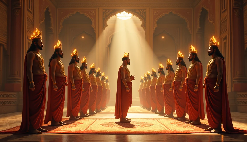 Make lord ram photo taking oath in palace with his minister and civilians