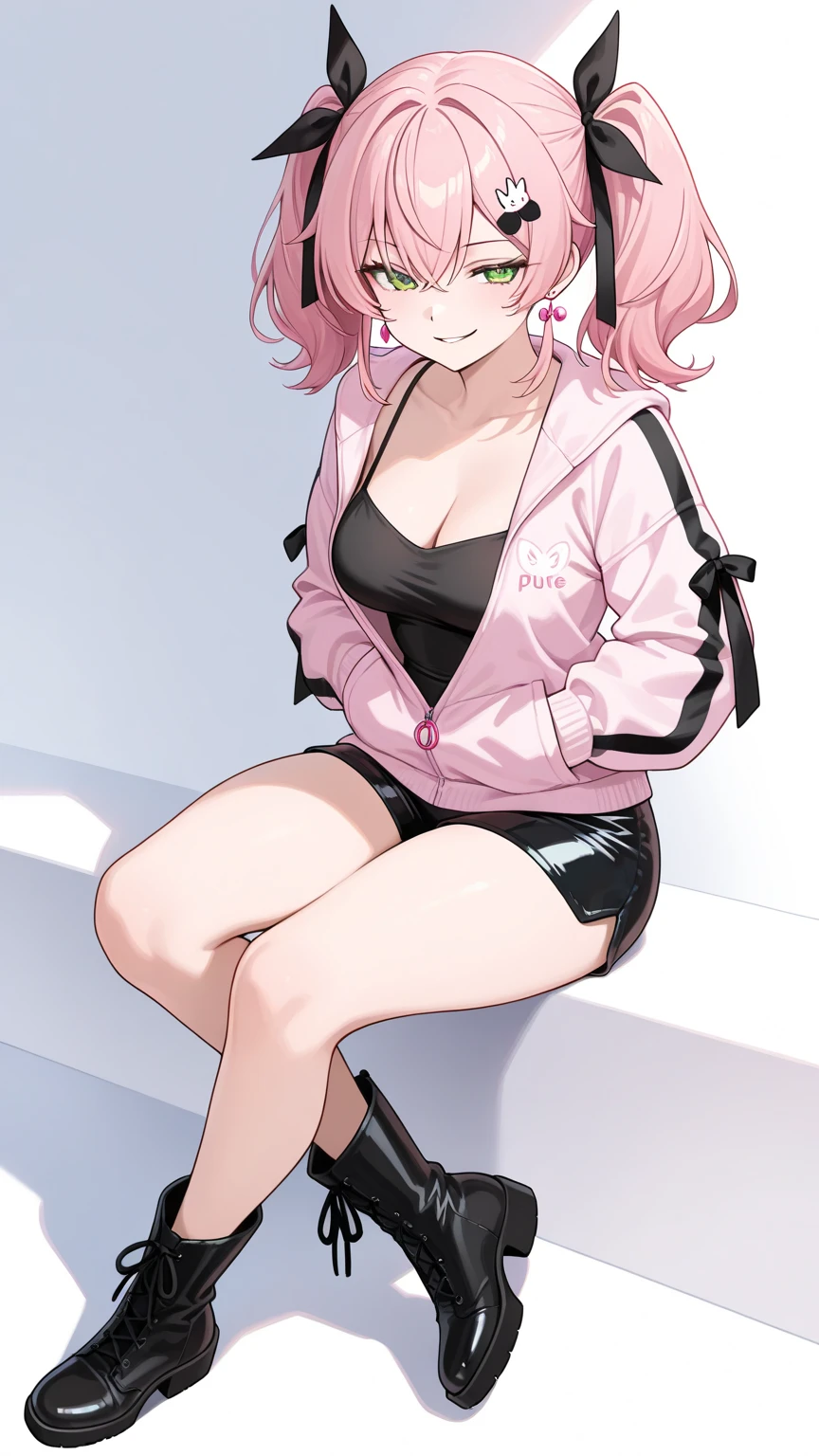 1girl, standing, solo, simple_background, fully clothed, jacket, yoga_pants, shirt,
<lora:homebrew_ratatatat_spiritahri:0.7>