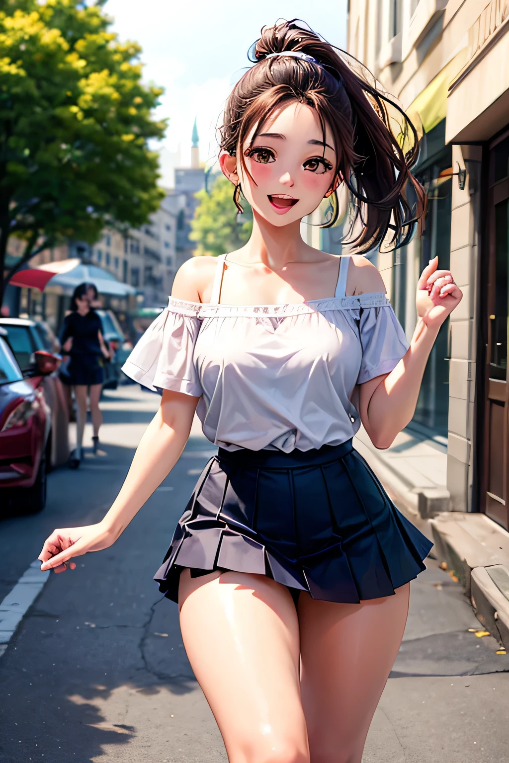 (masutepiece, Best Quality, ultra-detailliert), (high detailing, Hyper Detailed), Beautiful 25 year old girl in an amusement park, Happy, Adult female body, Small breasts, Provocative body, Black hair, Long straight hair、tome'The edges are a little dirty, Dress up like a Disney princess, Neat black dress with blue details,(Neat long skirt)、 Silver crown, Detailed face, Clear focus, Help the villagers in town (mess - house: 0.8), (masutepiece: 1.2) ( Realistic: 1.2) (Bokeh) (Best Quality) (Detailed appearance: 1.3) (Intricate details) (8K) (Eye Detail) (Sharp Focus), (Happy)、((Strong wind from below))、((up skirt))、(big panty shot)、((White lace panties))、(((Very erotic panties)))、(((Sukesuke panties)))、(((Black pubic hair grows)))、(((Pubic hair through panties)))、(((Black pubic hair is visible)))、((realistic pussy line))