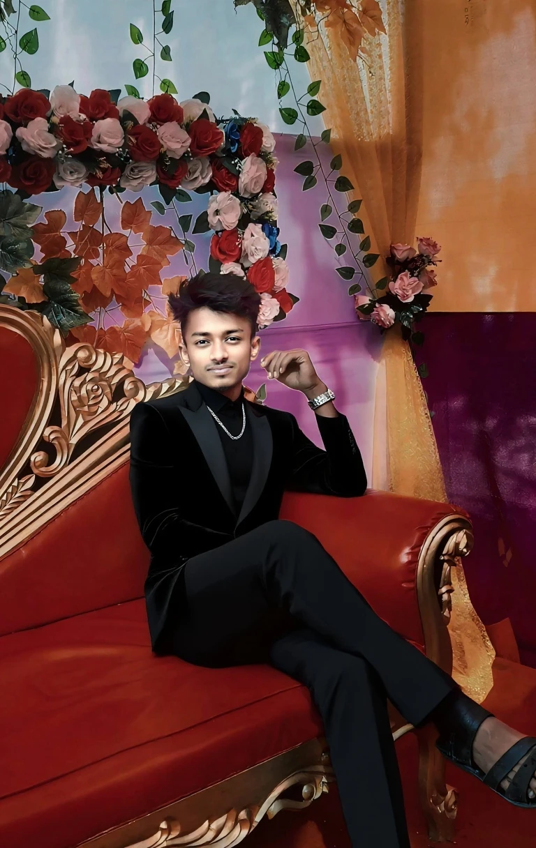 Make this photo anime, handsome boy,