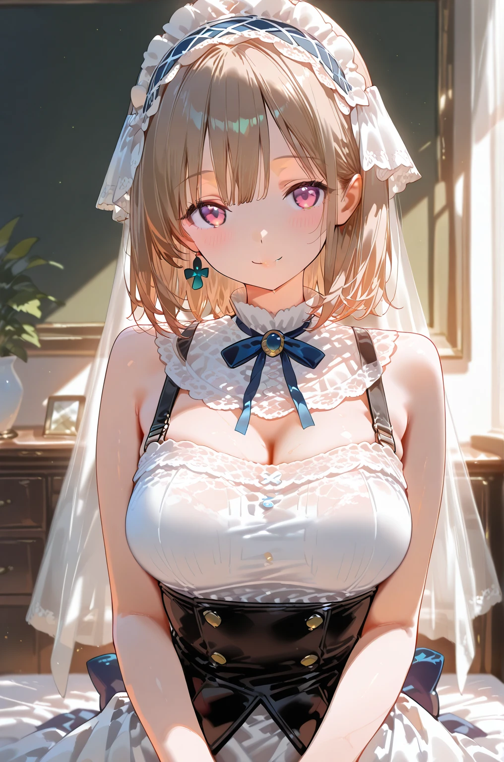 1woman,samui, choker, ((Blonde hair:1.5)),
BREAK jewelry, long sleeves, neck ring, puffy long sleeves, puffy sleeves, sandals, skirt, thighlet, thighs, veil, white headwear, white sleeves, white veil,
BREAK looking at viewer,
BREAK city,
BREAK (masterpiece:1.2), best quality, high resolution, unity 8k wallpaper, (illustration:0.8), (beautiful detailed eyes:1.6), extremely detailed face, perfect lighting, extremely detailed CG, (perfect hands, perfect anatomy),