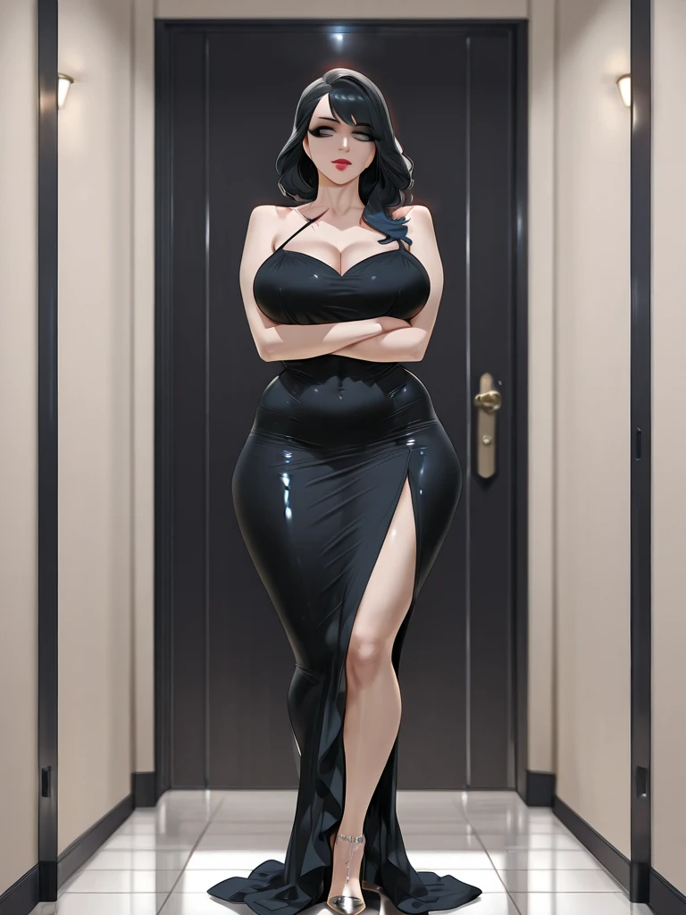 full body,too tall, giant goth goddess, she cant fit in a room beacause she is growing taller, she had her head against the celling so she nee to band over to be able to fit in the room