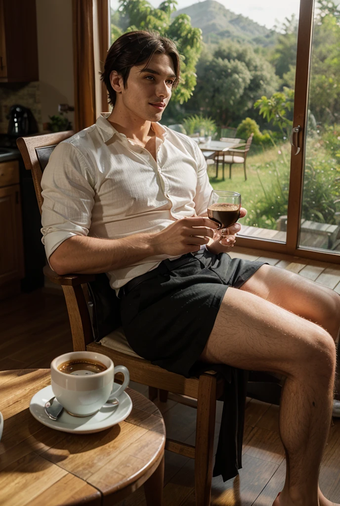 a man sitting in a chair, naked, ultra high res.photorealistic:1.4, UHD