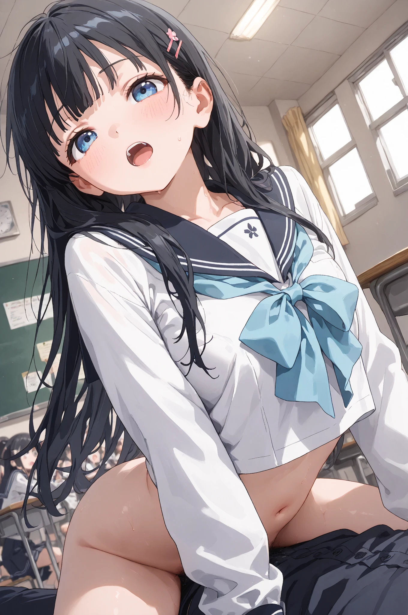Big Ass、Sweaty buttocks、One Woman、One Man、Many people々々々、beauty、high school girl、Twin tails、Condescending face、Large number of guests、School、classroom、Brasilia、Sailor suit、Short pleated skirt、16 years old、Looking down at the viewer, Long Hair, Highest quality, Focus on the thighs, smile,Cute patterned panties、Plump thighs、Big 、Big Ass、 Black Hair,My thighs are steaming between my legs 、Sweaty panties、Angle from directly below、Entice guests、Spread your legs、Acme convulsions、Obscene sound effects、Naughty sound effects、A man peeks at her panties from underneath、Face sitting、Facing you in a face-to-face sitting position、Cunnilingus、Sweaty crotch、The boys around her touch her body、My are rubbed from behind、Men and women fuck、Intense piston sex、Love juice overflows、Shake your hips violently