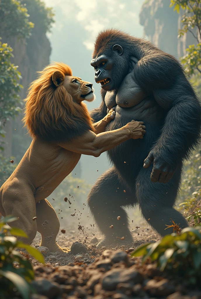 Lion kills gorilla
