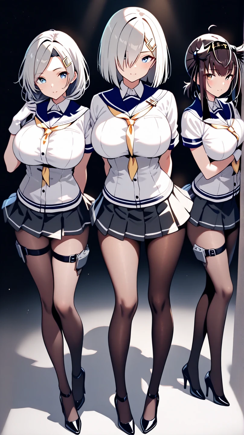 (Cute eyes:1.2), (Sparkling eyes:1.2), Highest quality,wonderful,finely,Highly detailed CG Unity 8k wallpaper, (Stand in line:1.2), (Three Girls, Cute eyes, Japanese Nurse, Dressed), (Medium Bust), (Underbust:1.1), (Abdominal Peek:1.2), (Open your mouth:1.1), (Long Tongue:1.1), (Drooling from the mouth:1.1), (Black Stockings:1.1),(Thighs:1.1),(Waistline:1.1)