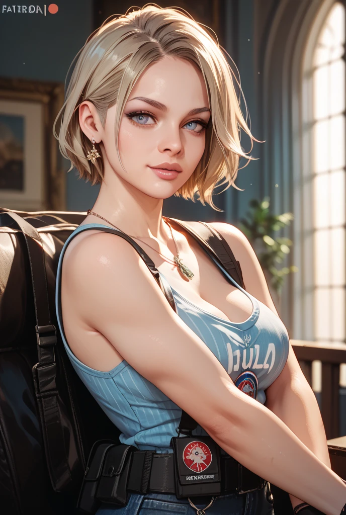 full shot body, wet shirt, open shirt, blonde hair, short hair, detailed blue eyes, eyeshadow, kneeling, woman, ((breast)), ((erect nipple)), smiling, red lips, (hand_on_hip:1.2), sexy, professional, majestic oil painting by Ed Blinkey, Atey Ghailan, Studio Ghibli, by Jeremy Mann, Greg Manchess, Antonio Moro, trending on ArtStation, trending on CGSociety, Intricate, High Detail, Sharp focus, dramatic, photorealistic painting art by midjourney and greg rutkowski, fine details, illustration, (masterpiece, best quality, highres)