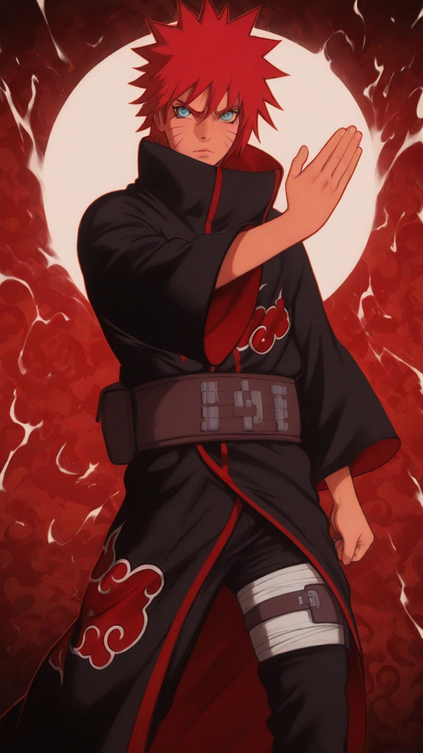 ((Best quality)), ((masterpiece)), ((details)), no background image, The image background is plain white, there is no background, perfect body, perfect face, sakura haruno, standing, looking at viewer, 1girl, solo, short hair, pink hair, green eyes, hands clenched into fists, black gloves, both hands clasped, qipao dress red colour with round white mark in the middle clothes, open dress, seen underwear, black underwear, tight shortpants, transparent shortpant, seen pussy, detail, white thigh tie on right thigh, black high boot, black high knee sock, realistic, ultra high image quality, 8k, 8k wallpaper, 70mm lens camera.