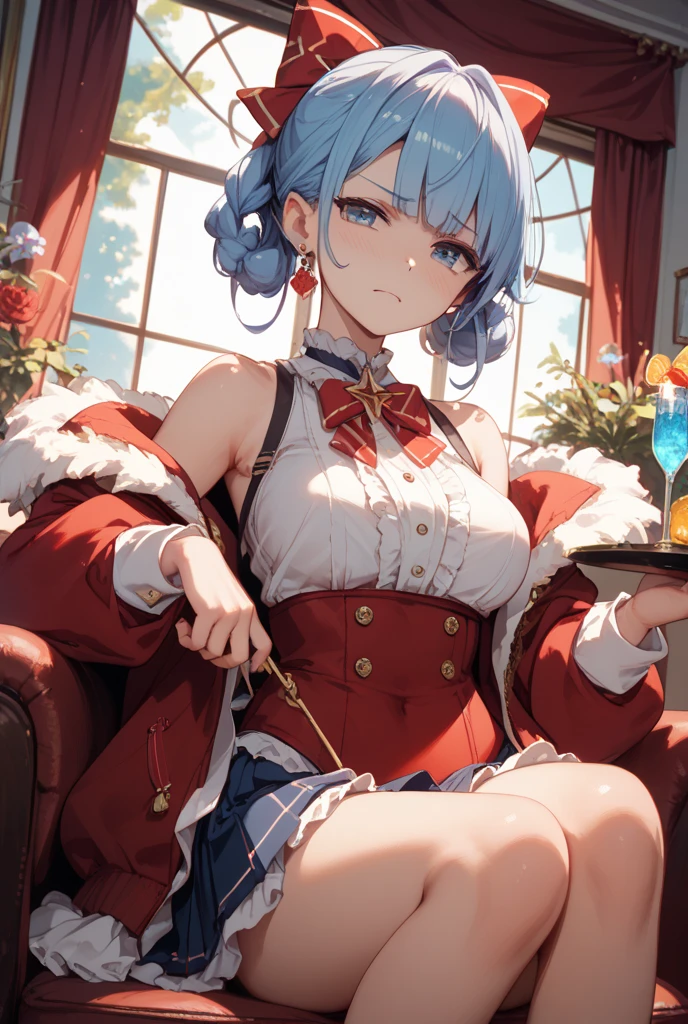 ((masutepiece, Best Quality, hight resolution, Perfect Pixel, 4K)), multiple girls, 2girls, full body seen, ((Beautiful eyelashes, Realistic eyes)), ((Detailed face, Blushing:1.2)), ((Smooth texture:0.75, Realistic texture:0.65, Photorealistic:1.1, Anime CG style)), Dynamic Angle, Perfect body, ((Santa Claus Costume, Red knitted hat, red and white off shoulder sweater, red and white flared skirt, Black garter stockings, Shy smile)), Classrooms without people, Sit on a desk, I took my foot off the desk, ((Angle looking up from below)), Very embarrassing panic smile, Lift your chest with your hands, Open both legs, Open your knees wide, sexy white floral lace panties, BREAK euladef, short hair, BREAK amber5star,