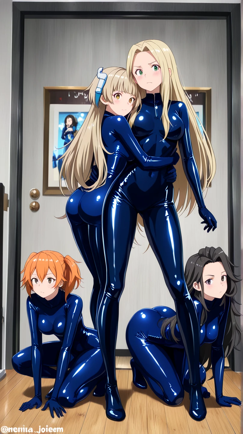 animesque、inside in room、A lot of big oval rubber balloons、Two adult women playing with rubber balloons、、Colossal tits、