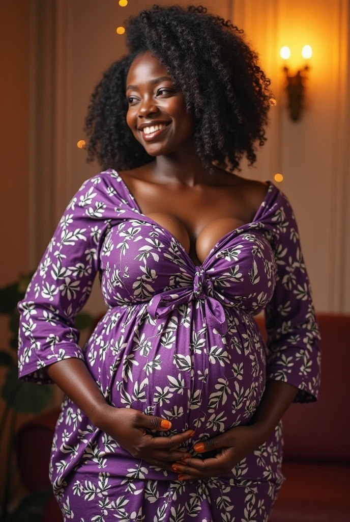 black hair girl, they are, brown skin, pregnant, black eyes purple skirt, large coat best quality, High resolution