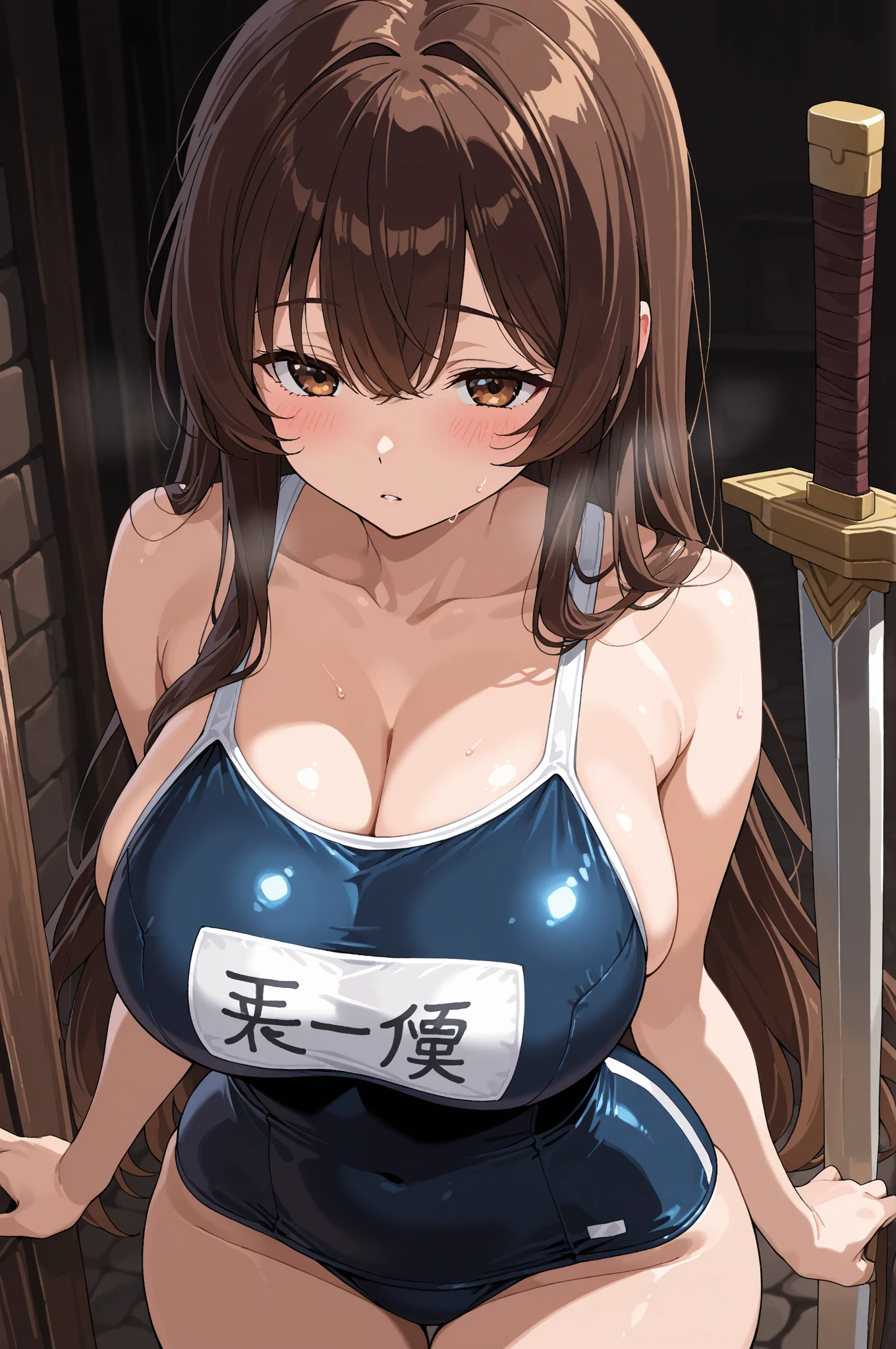 (a closeup、16 K、top-quality、high detailing、rich skin detail、nffsw)、Watch everywhere、obedience、a matural female、very Bigger breasts、Parted banglack Leotard、A MILF、brown haired、short-hair、Forehead、blushed、big butts、Raising arms、spreading legs、Armpit、Breasts out,Mouth open、teats、