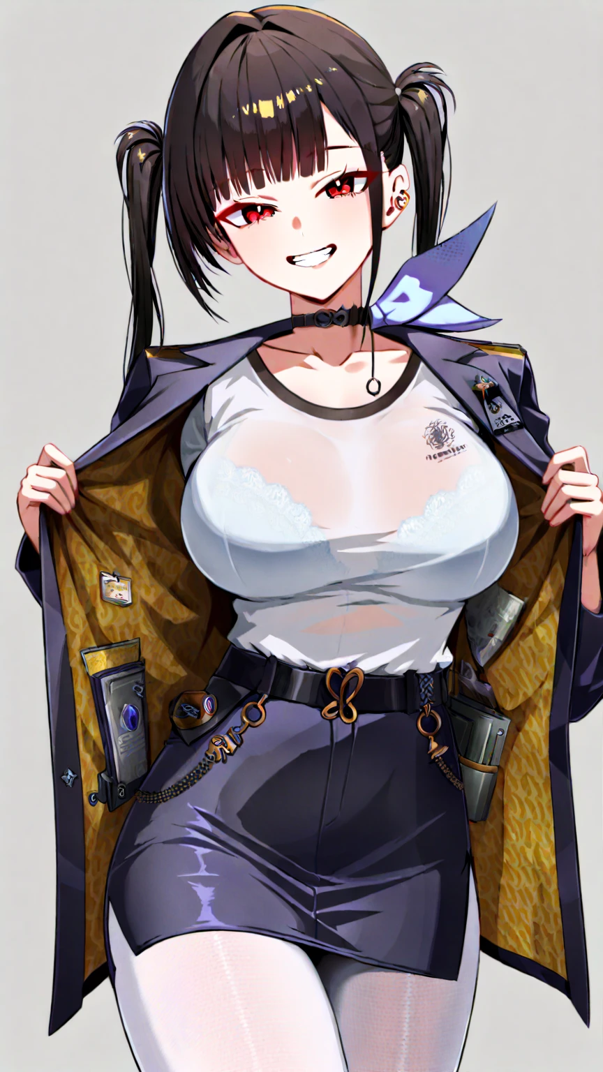 Slime girl, (slime), Slime hair Double buns hair style, Pumpkin Orange, weapon belt, Masterpiece, Best Quality, gigantic breasts, slime girl, slime girl, purple hair, lavender hair, yellow clothes, weapon belt around waistline, rifle, long rifle, AR-15 Rifle
