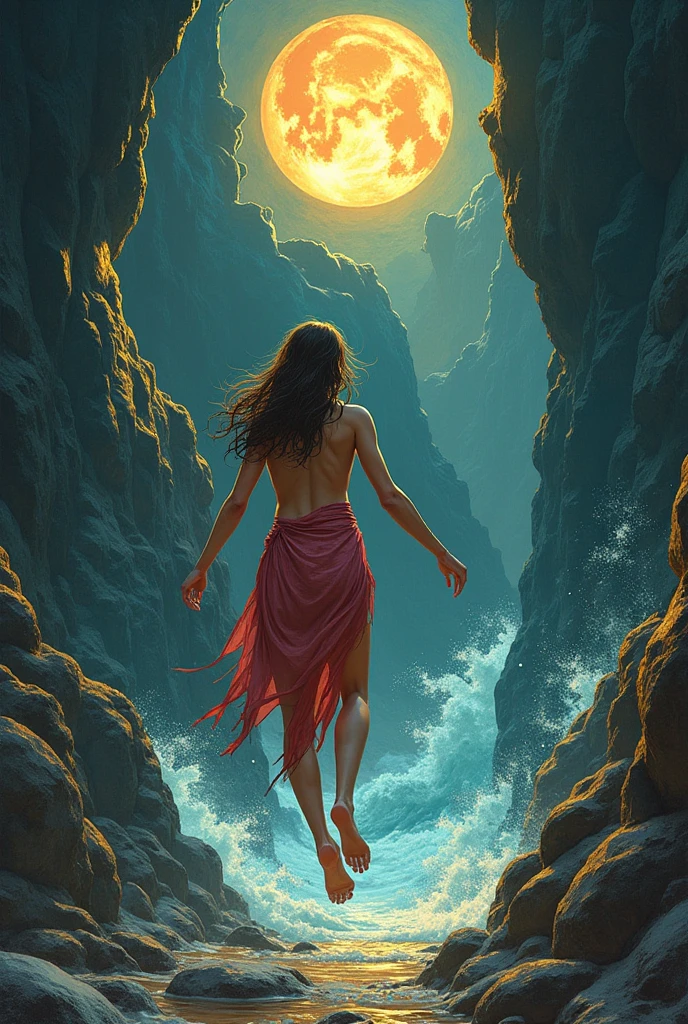 Painting of a woman in a bikini standing on the ocean with an octopus, Goddess of the sea, goddess of the sea, she is approaching heaven, greek myth digital painting, goddess art, metaphysical painting, she is floating in the air, Goddess of entropy, aphrodite goddess of love, Surreal oil on canvas, a stunning young ethereal figure