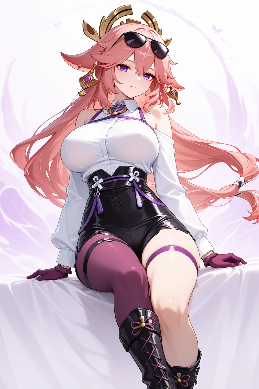 (Complete head:1.9),meticulous portrayal of face,1 noblewoman,a matural female,Black transparent underwear,(black lence stockings+),(High-heeled ribbon sandals),(Black stocking feet),Pink White Long Hair,Prom background, Perfect body, s the perfect face, perfect hand, Perfect Finger, Perfect lips, perfect eyes, Perfect background