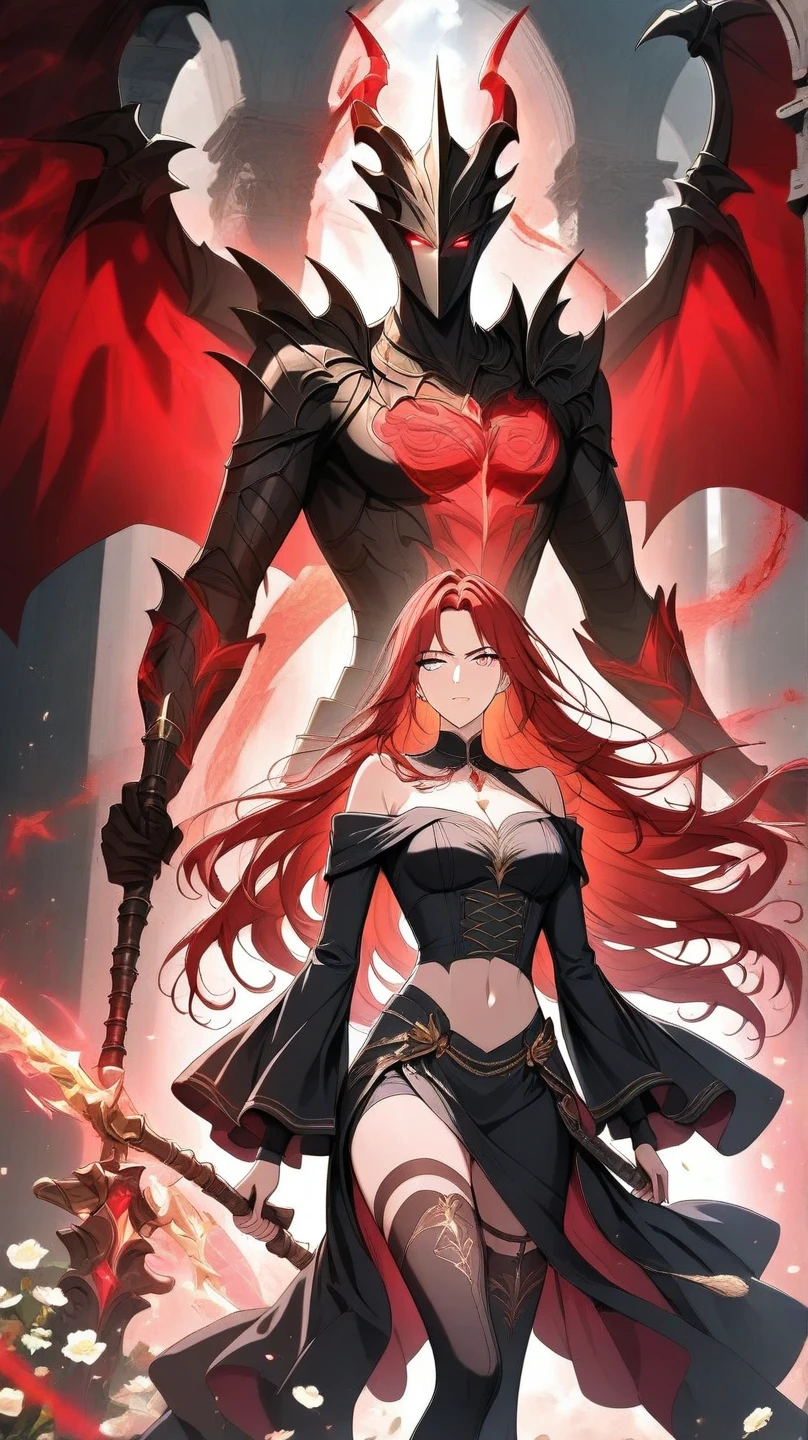 44 years old、beautiful girl、night、Apparition、tooth、Angry face、Red Hair、Big slanted eyes、Big Mouth、Dark Background