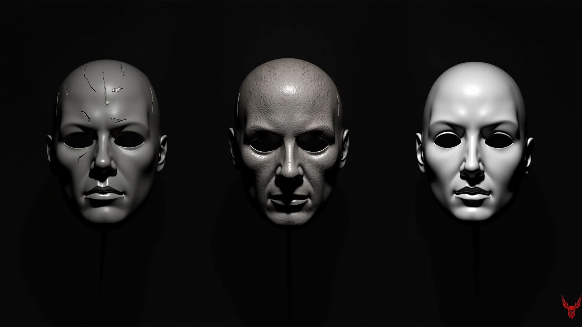 ((Very old photograph in sepia tone only)), Surreal, monochromatic image featuring three human figures with unique, abstract headgear. The central figure has a large, cube-like structure covering their head, with a single, prominent eye in the middle. The headgear is composed of numerous small, square blocks, creating a textured, grid-like appearance. The two smaller figures on either side have similar headgear, also with a single eye in the center. The background is dark and textured, adding to the eerie and mysterious atmosphere. The figures' skin appears to be a pale, grayish tone, and their facial features are partially obscured by the headgear. The overall composition is symmetrical, with the central figure being the focal point. supernatural atmosphere of the scene, horrified, deceptive, insane, disturbing, shocking, vintage, old film:1.5), (inspired by Zdzislaw Beksinski and Wayne Barlowe), cgsociety, art deco, 1920s, hyperdetailed, 1920s Hellraiser film, digital illusions, photorealistic, artistic visuals inspired by Fritz Lang. ((motion picture film)), ultra-detailed, chiaroscuro, RAW photo, cinematic, artstation style, concept art, masterpiece, 8k, black and white, realistic textures, 3D rendering
