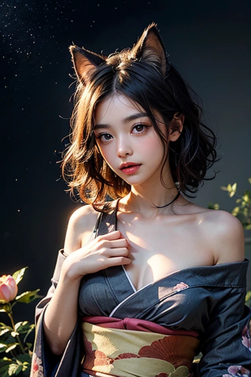 (Best Quality, High Resolution, Masterpiece: 1.3), a tall perfect woman with a slim figure, (sky blue short hair, black clothes Catgirl), dressed sexy revealing, in the grass, details of face and skin texture beautifully presented, detailed eyes, double eyelids, sexy pose, realistic, large breasts exposed, full body shot