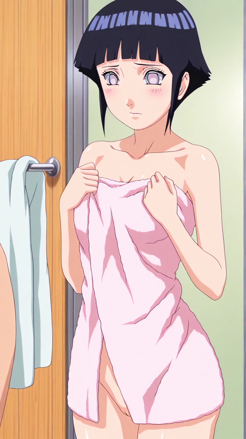 Masterpiece, best quality, very detailed, Ultra high resolution, (photorealistic:1.4), raw photos, (realistic:0.2), 1 girl, alone, short hair,8k hdr, 1 girl,black hair, shy ,sweat,wet,moist,steam, medium-large breast, bright eyes, , medium-small breasts,,Wrapped in towel , Japanese Room