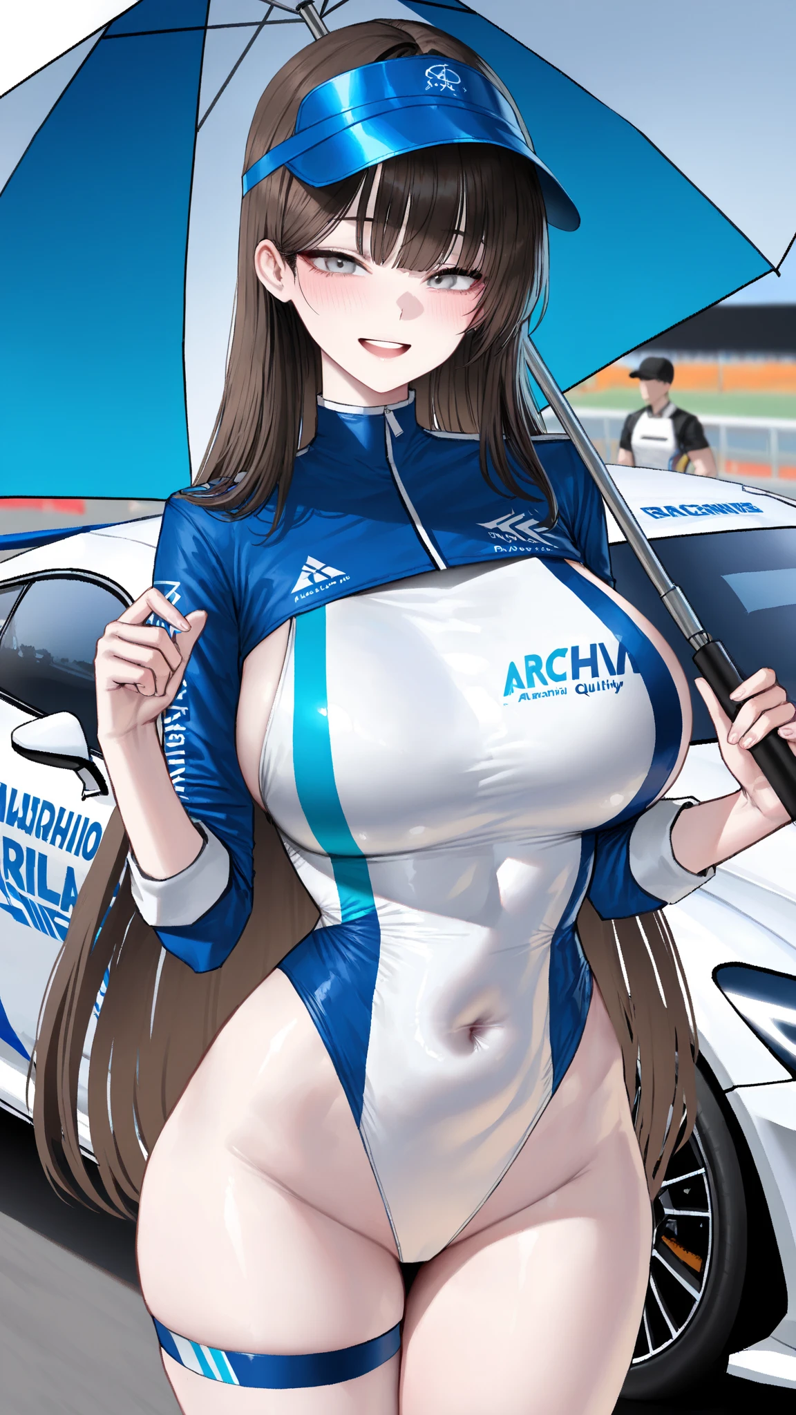 Woman in swimsuit, anonymous mask \(face mask\), face covered by mask, standing, embarrassed smile, masterpiece, best quality, super detail