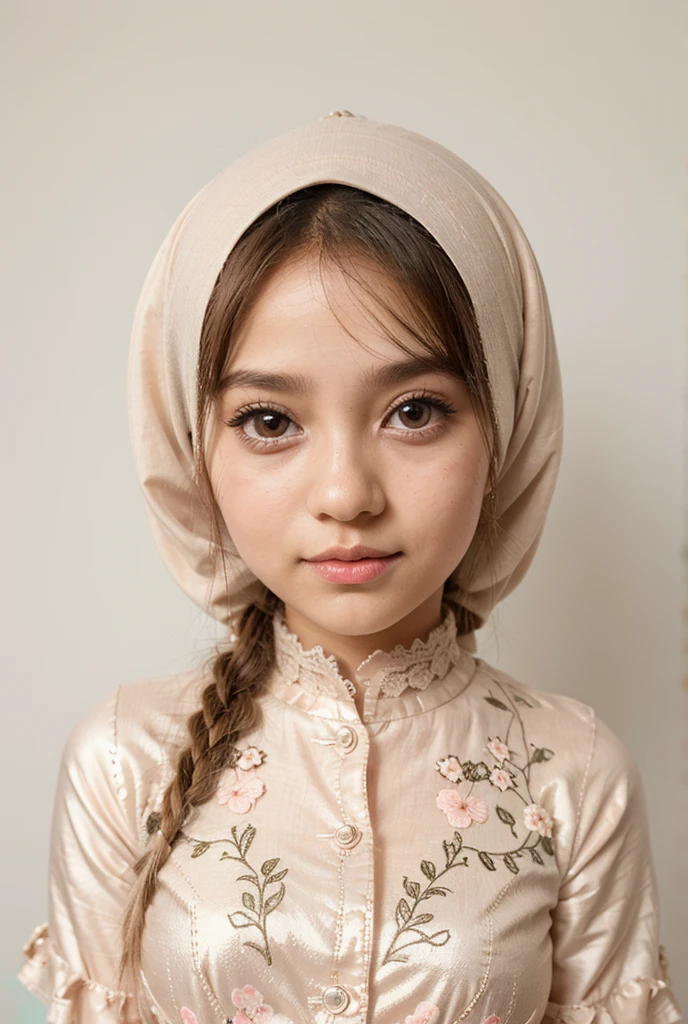 Thin (chubby cheeks), Wearing Lace Lingerie, (((HIJAB MALAY GIRL))), masutepiece, High quality, UHD 32K, Realistic face, Realistic skin feeling , A Japanese Lady, 8 years old, , Very cute and baby-like face, (((FLAT CHEST))), (MATRIX WORLD), ((look In front  at the camera and SADNESS)), (((CUTE GIRL))), ((RED LIPS)), (undress, Green And White, (chubby cheeks), (Tiny)