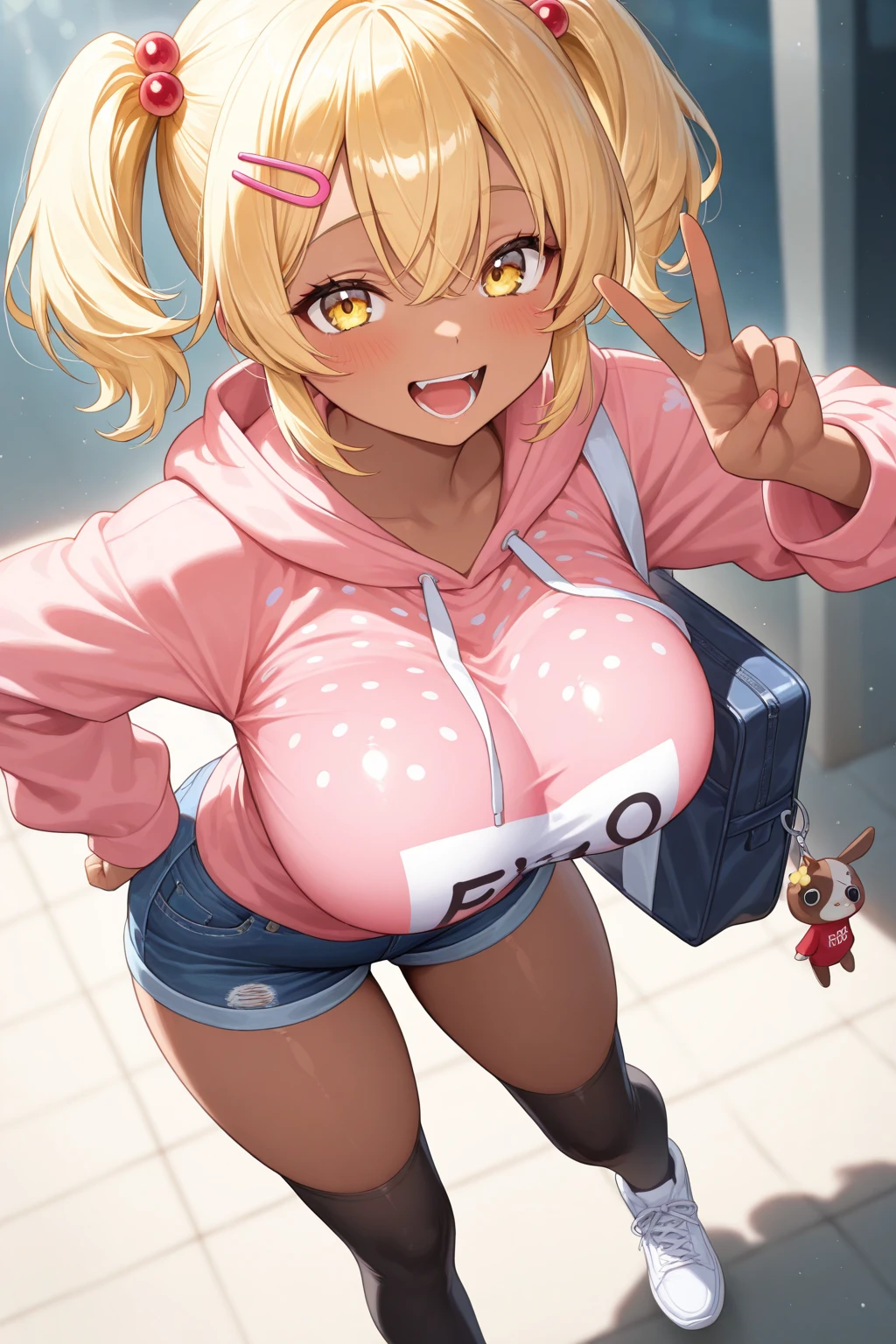Anime Kawaii sexy Perfect Slim sensual body large breast and huge thighs, An intricate and highly detailed illustration of anime (Young girl)  8K,Ultra Detail,ultra-quality,ultra precision,ultimate masterpiece,GAL,big ,big Thigh,white leather jacket,jeans,twin tail(blond&pink mix),cool Graffiti on the wall,Cyber punk street,