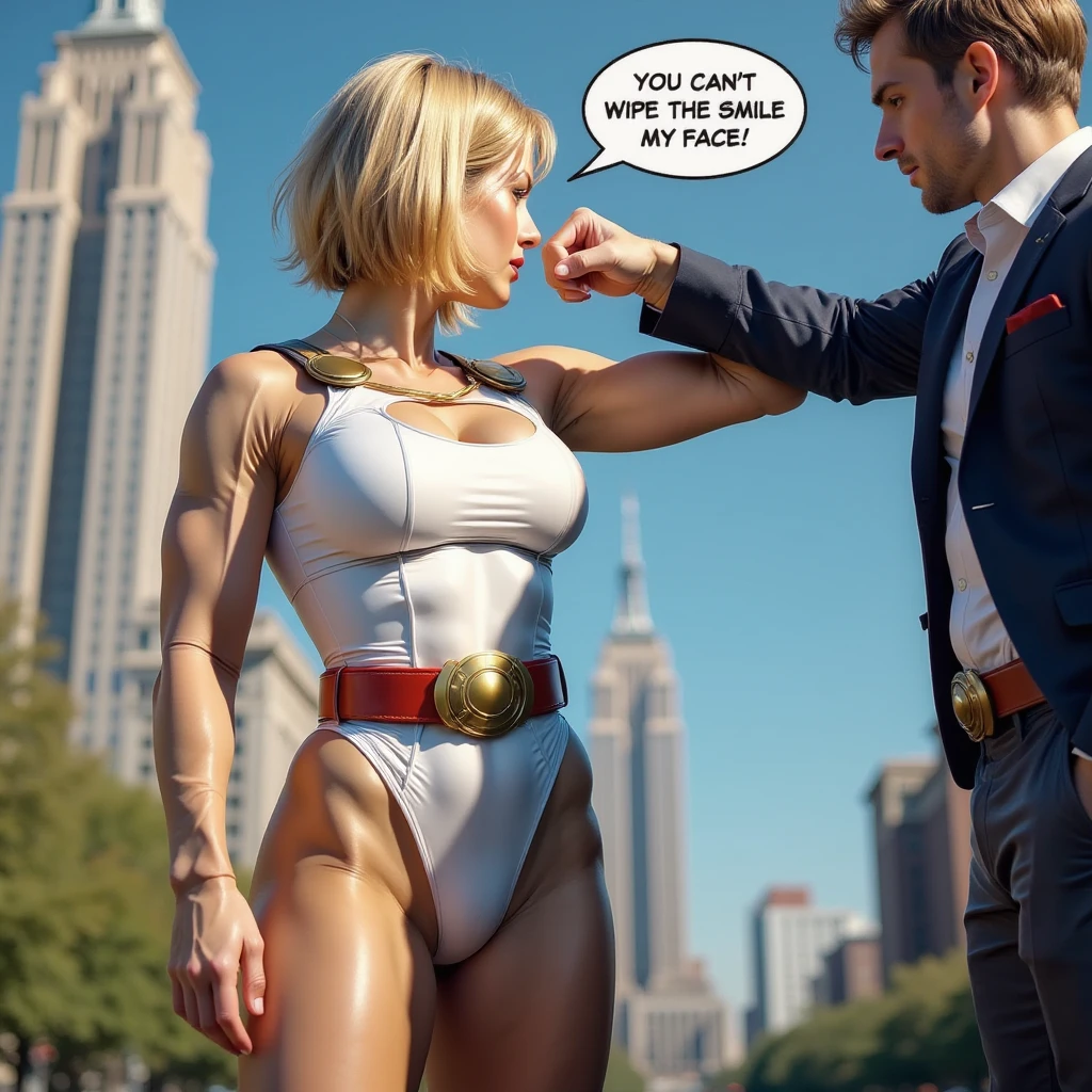 8k, Hyperrealistic body shot of pale blonde skinned woman being hugged from behind by a 90 year old fat man wearing glasses in a suit. Mulher com vestido curto, full body, big cleavage, girl fitness sexy hot, Girl with wide hips, Tru Kait face, Hugging