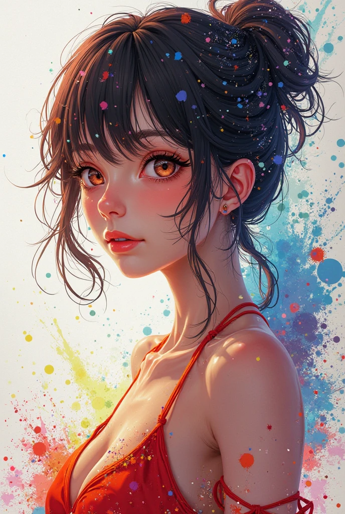 Anime style body part々Naked woman with paint on her face