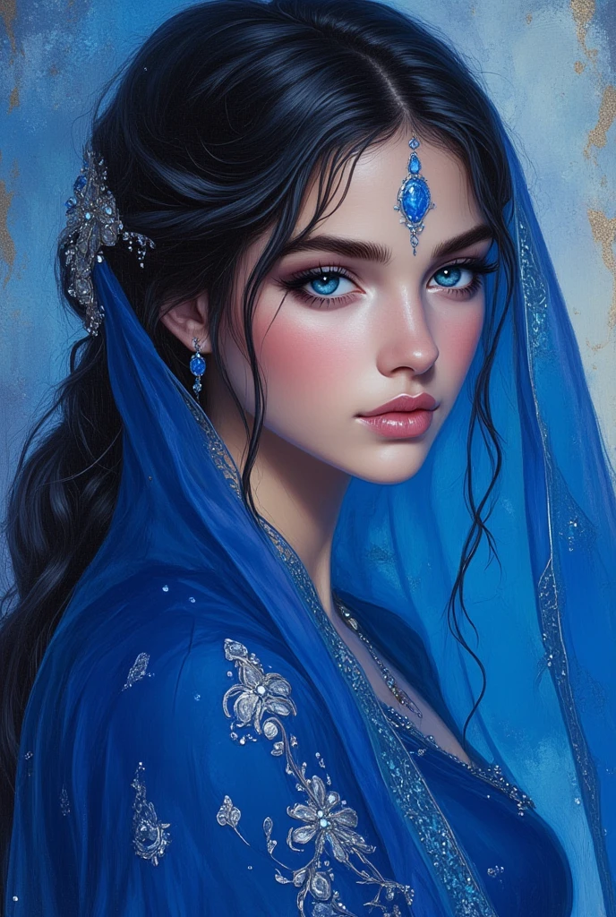A closeup of a TIA with blue and white crystals on a black surface, tiara com safira, Coroa de joias, coroa de joias, tiara azul, coroa ornamentada joias, Crown of the Silver Prince, coroa de cristal, coroa real, coroa de engrenagens azuis e diamantes, realeza enfeitada e incrustada, usando uma coroa de diamantes, coroa de prata, Coroa da Rainha