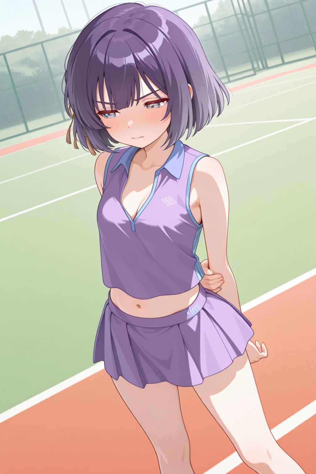junior high school student,nsfw,masturbation,one woman,no panties,tennis player,tennis wear,spread legs,hand between legs,tiny breasts,pussy,wet body,thin,gleaming skin,cute face,no makeup,open mouth,trembling,moaning,naughty expression,(ahegao), ((orgasm face)),nose blush,exited,flushed cheeks,medium hair,saddlebrown hair,saddlebrown eyes,from front,outdoor,daytime,anime style,high quality,japanese,female , pussy juice, steam,sweat, saliva