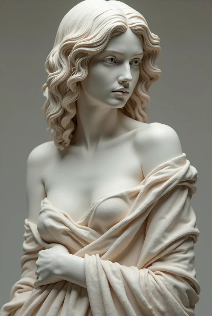 Sexy cute girl with long straight hair turned into stone