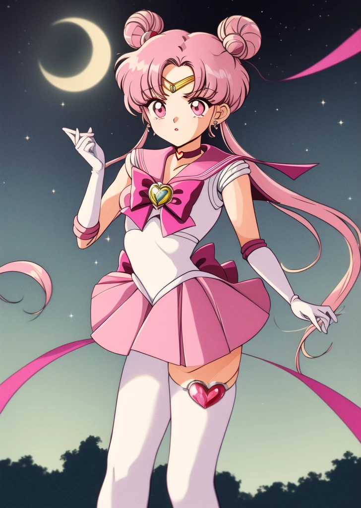 obra maestra, Mejor calidad, absurdos, perfect anatomy, 1 chica, Solo, SMMoon, 1990s \(Estilo\), Sailor Chibi Luna Cabello Rosa, pupilas rosadas ojos, subir las escaleras, de cerca, Sonrisa, tiro de vaquero, Uniforme Sailor Senshi Rosa, Collar marinero rosa, falda plisada rosa, guantes de codo, en postura de espalda, Show off your loot, backward, No hay tanga en un gran trasero, cuerpo completo, aausagi, de cerca booty, PUNTO DE VISTA DE ABAJO A ARRIBA