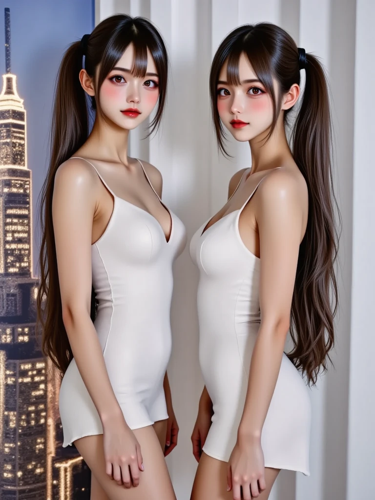 A 23-year-old woman, Medium long black hair, Slightly curly, double eyelids, There is a mole under the right eye, Laugh and your eyes crooked, Goose egg face shape, The bridge of the nose is relatively straight, Chest size cupc, Height 170cm, The body proportions are perfect, Wear white underwear, Full body frontal photo, Natural light, high quality