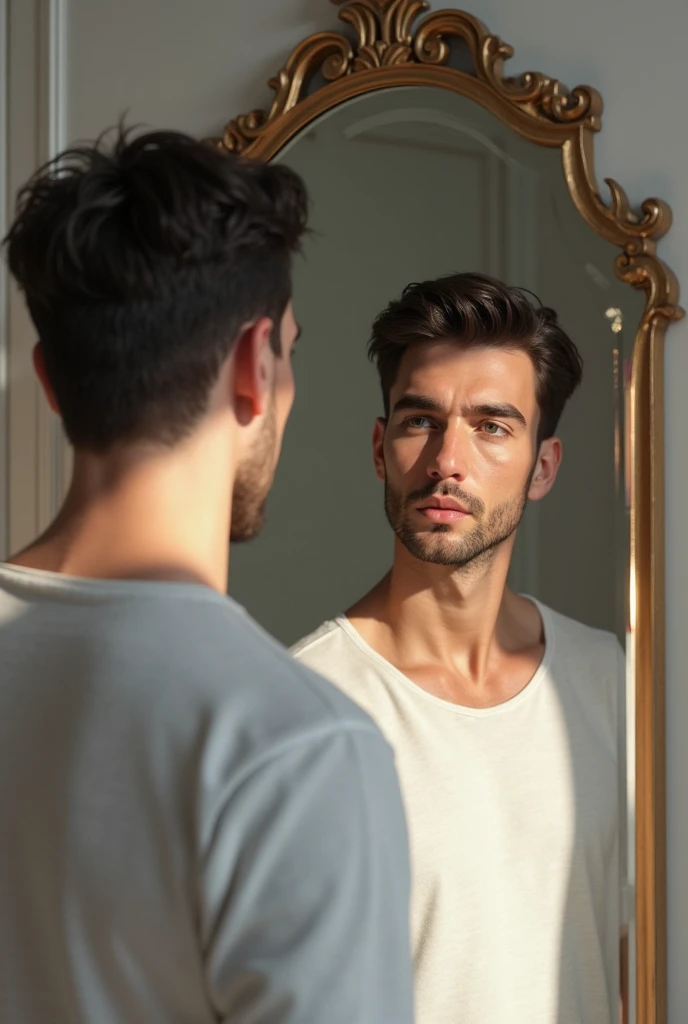 A man taking mirror selfie