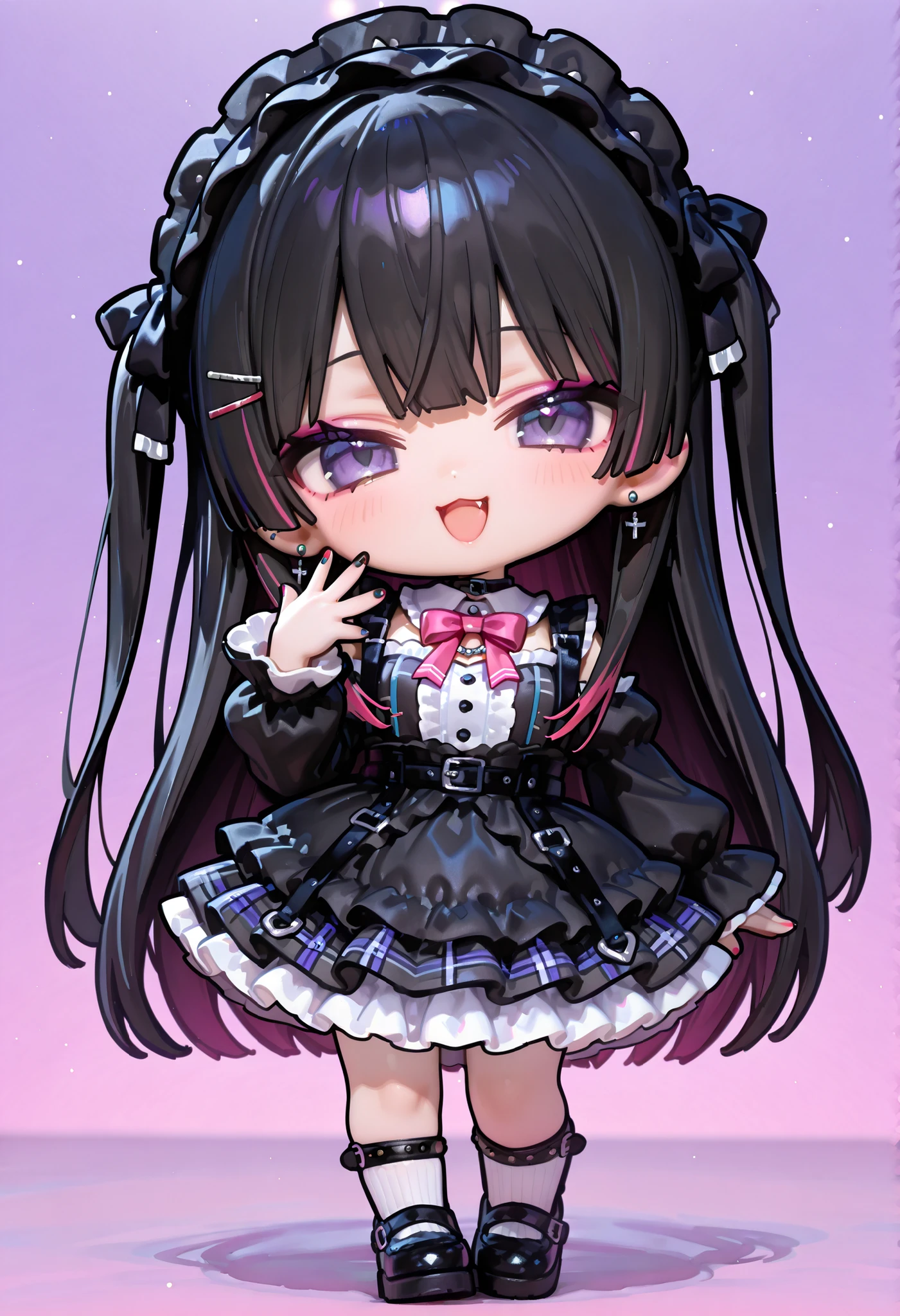 Tsukino Mito (Nijisanji)。Deformed。 big head、Gothic Clothing、