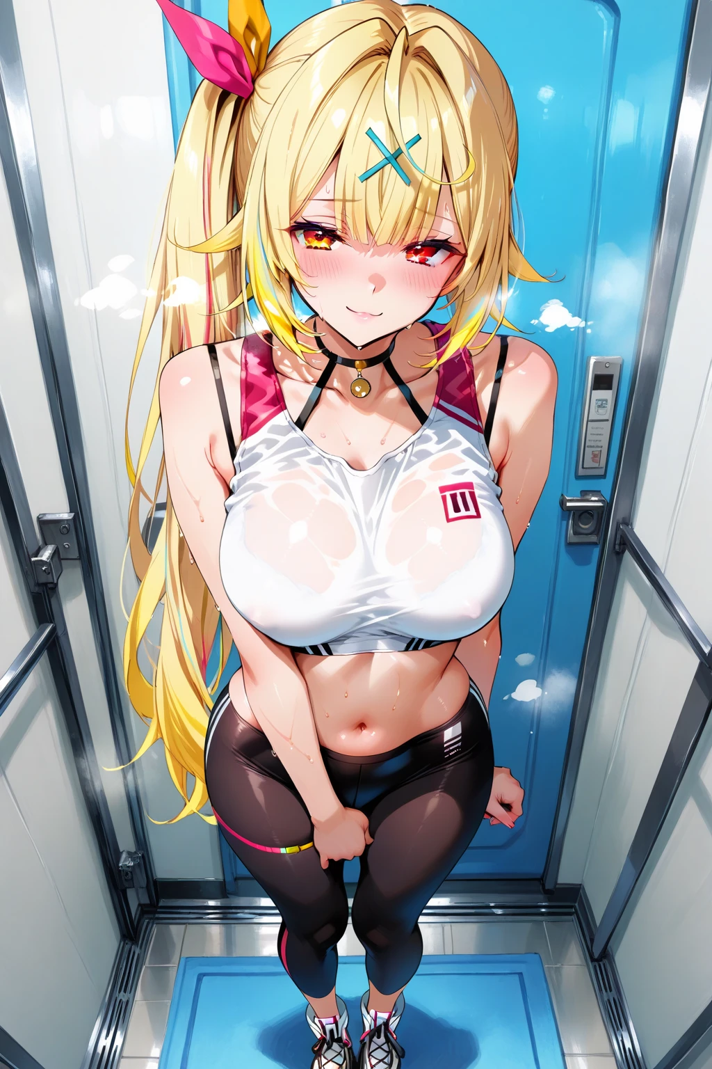 mastute piece,Best Quality,insanely detailed,8k cg,nsfw,
(shoot upper body:1.3),
(1girls:1.3),standing,looking at viewr,body in front,both arms behind back,(running-wear:1.3),(bare breasts:1.1),(bare nipples:1.1),
break,
blush,shy,(ecstasy face),(trembling:1.2),break,(light blonde hair:1.2),
break,
perfect breasts,perfect teats,(open mouth:0.9),(large breasts:1.2),
(outdoor-sports-field),