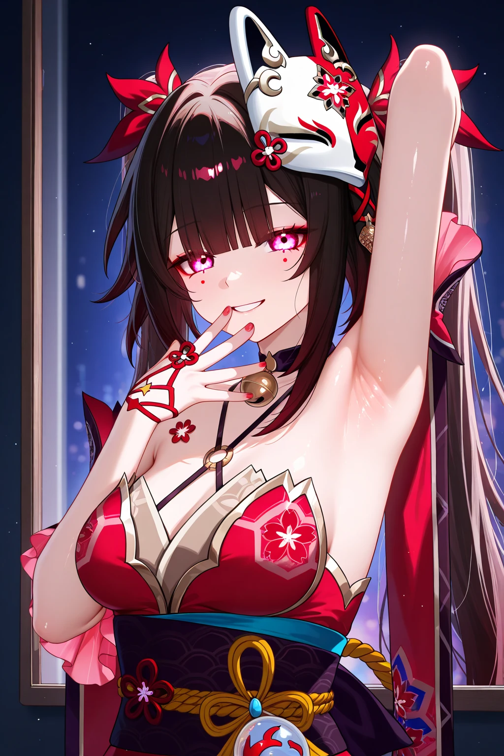 1 girl, Pretty Face, Perfect body, spark, Collapse: Star Trails, Neon City, Perfectly drawn hands,lol,Large Breasts