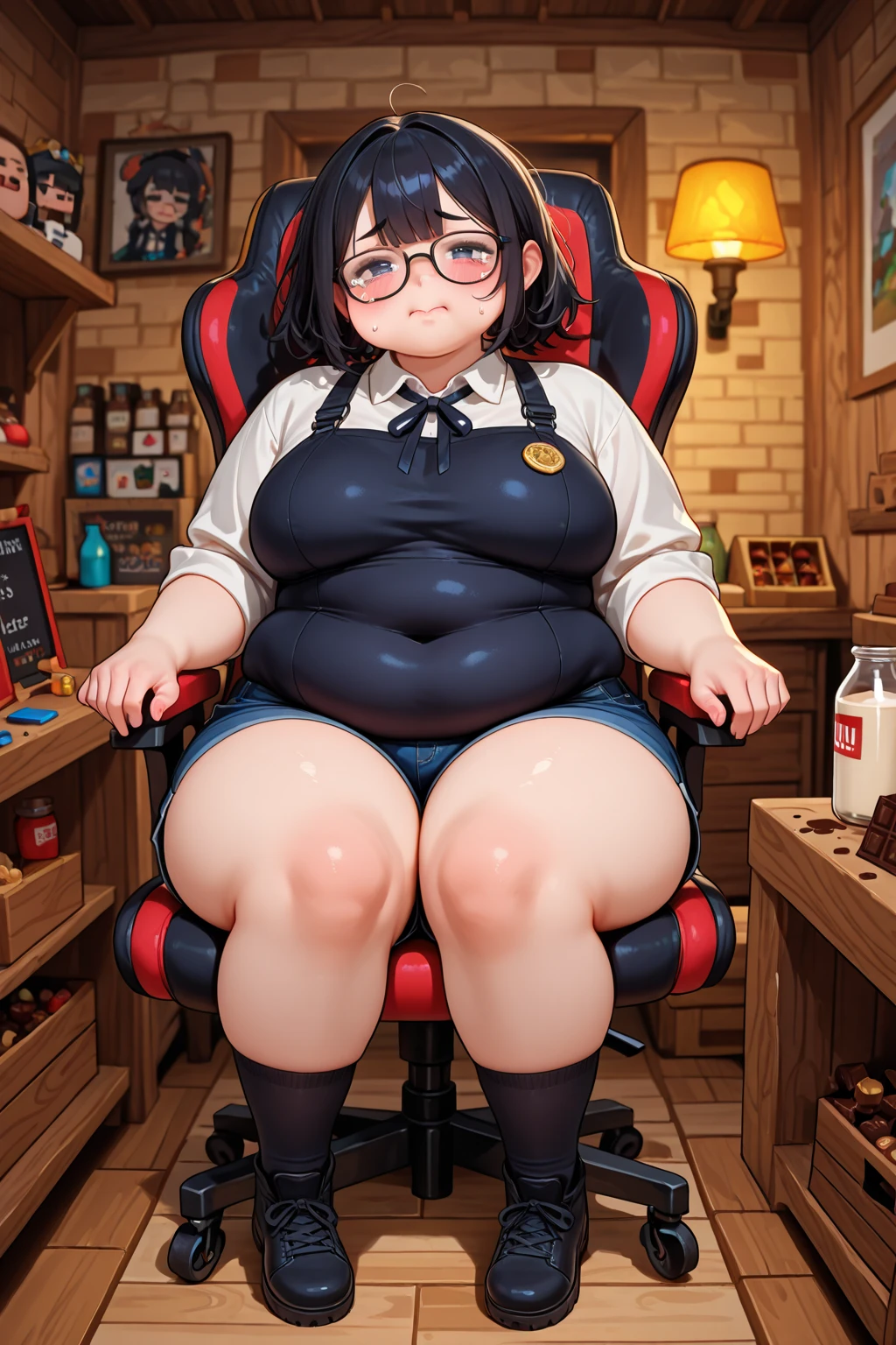 ((best quality)), ((masterpiece)), (detailed), perfect face, thicc woman,  beautiful face , thicc girl , widest hips , thicc , thicc body , thicc thighs , slim arms, huge large breasts, her body is thicc, full body view, dark-black room, black bokeh background, thight dress, wearing sandles, short hairstyle, diamond necklace, wearing a watch, tall woman, restore face, white skin , longest thight pants , glasses , cold vibes, , 4k resolution, japanese goddess
