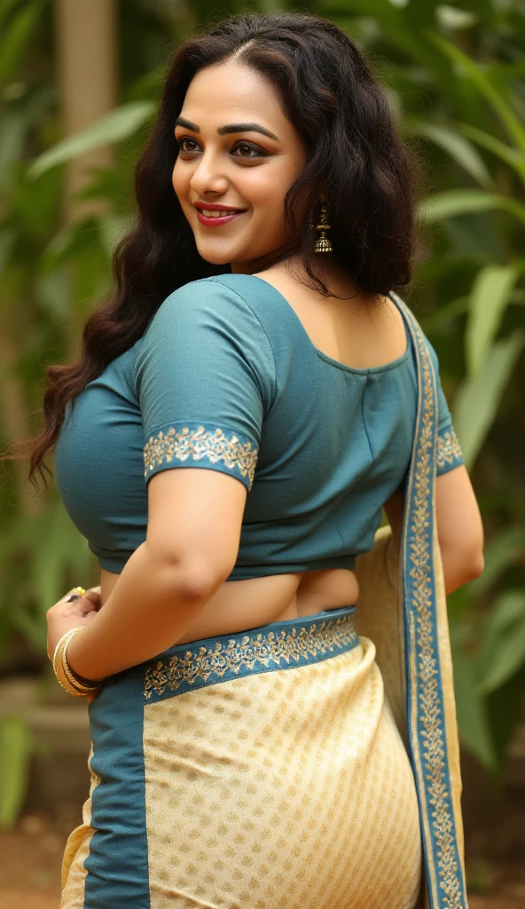 Make it real, realistic, bengali Indian beautiful chubby women, (like actress srabanti chatterjee, like actress srabanti chatterjee), Beautiful face, looking good, goddess Beauty, crystal clear image, Evening ((Golden Wheat Field)), Wearing ((red black tight Round-Neck top with Full Sleeves, short skirt, big waist, back pose, sex bomb)), These outfits hug her curves perfectly, intense makeup, skin texture, hyper detailed, eye shadow, maskara, breast size 32, oily skin, sexy looking, fairy, fairy, face makeup, lipstick, lusty looks, plus size model, (like actress srabanti chatterjee), sexy expression, high end makeup, beautiful eye, black brown hair, 16k, cinematic, age 24, perfect finger, sexy pose, looking at viewer, curvy, curvy, curvy, Model standing with her back to the camera, arms outstretched, embracing the open field.
