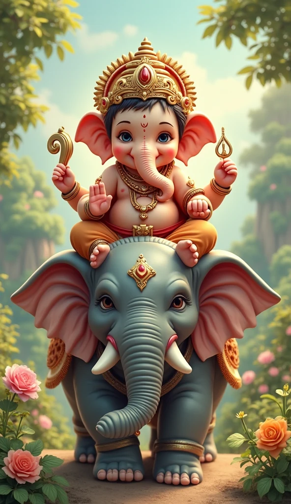Cute Ganesh drive the mushak